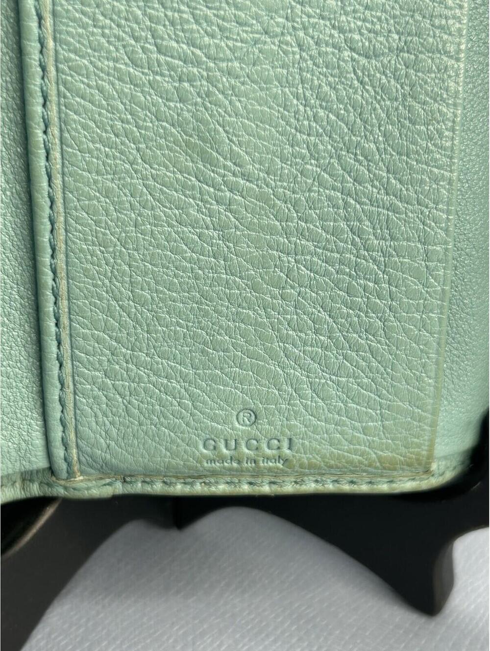GUCCI Turquoise Bamboo Diana Compact Wallet Authentic - Picture 5 of 7